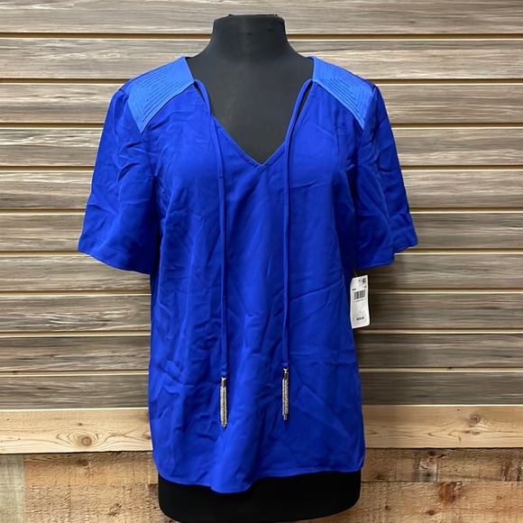 Trina Turk Women’s Escondido Tassel Detail Top Size L Boho Chic Designer Blouse - Picture 1 of 9